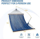 Lazy Daze Hammocks 10.5 FT Double 2 Person Caribbean Rope Hammock, Hand Woven Polyester Hammock with Spreader Bars, for Outside Outdoor Backyard Patio Poolside,450 LBS Capacity, Blue by GreenHaven Gardens