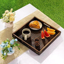 Yangbaga Serving Tray with Handles,12.5"*12.5"Wood Decorative Tray for Living Room,Modern Coffee Table Tray,Square Large Serving Platters for Home Decor,Ottoman,Bed,Kitchen,Bathroom, Breakfast,Bar by CozyNest Decor