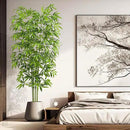 Artificial Tree Fake Plants, Artificial Bamboo Tree 7FT Tall in White Potted, Artificial Tree Indoor Decor Bamboo Silk Tree with Natural Wood Trunk, for Home Office Living Room Modern by CozyNest Decor