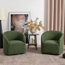 KINWELL 32" Wide Modern Boucle Swivel Barrel Chairs Set of 2, No Assembly Round Upholstered Swivel Accent Armchairs for Living Room, Bedroom (Green) by CozyNest Decor