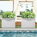 FENCY Metal Rectangular Planter Box Large Planters for Outdoor Plants, Tall Planters for Outdoor Plants with Drainage Holes, Rectangular Planters for Outdoor Plants (35.4" L x 9" W x 25.6" H,White) by GreenHaven Gardens