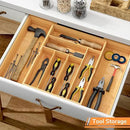 BAMEOS 3" Deepth Expandable Drawer Organizer, Deep Flatware Organizer, Adjustable Silverware Organizer, Bamboo Drawer Organizer for Kitchen, Bathroom (Natural) by CozyNest Decor