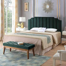 24KF Jade Velvet Tufted King Upholstered Headboard, Modern Vertical Channel Design California King Headboard with Stepped Silhouette Top Edge,Jade by CozyNest Decor