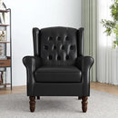 High Back Accent Chair,Upholstered Faux Leather Wingback Armchair with Solid Wood Legs for Small Spaces,Comfy Single Sofa Chair for Living Room,Bedroom,Office-Black by CozyNest Decor