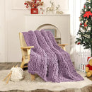 WESHIONGOO Chunky Knit Blanket Throw 50"×60" Knitted Throw Blankets for Couch Bed Fluffy Soft Blanket with Jumbo Chenille Yarn Thick 100% Handmade(Lilac) by CozyNest Decor