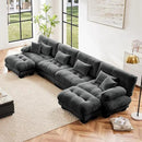 Modular Sectional Sofa U Shaped Sectional Couch, 4 Seater Cloud Couch with Ottoman, Modern Oversized Deep Seat Couches for Living Room, Comfy Chenille Sofa with 6 Throw Pillows, Gray by CozyNest Decor