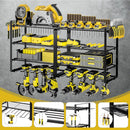 Metal Power Tool Organizer,Space-Saving Wall-Mounted Power Tool Rack,Holds 8 Drills + 4-Tier Storage,Durable Steel Construction for Garage, Workshop and Shed Organization by GreenHaven Gardens