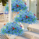 ‌20 Bundles Artificial Flowers for Outdoors‌ with 6 Faux Butterflies, UV Resistant ‌Fake Flowers‌ with Eucalyptus Leaves, ‌Artificial Plants Outdoor‌ for Patio Garden Porch Home Decor (Blue) by CozyNest Decor