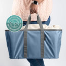 CleverMade Collapsible Laundry Tote - Denim Charcoal 2-Pack 50L - Foldable Storage Organization Container for Clothes Laundry Room Storage Solution by CozyNest Decor
