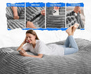 Hobestluk 6FT Bean Bag Chairs Adult Bean Bag with Portable Handle Comfy Large Bean Bag Lounge Chair with Removable Cover for Living Room Bedroom (Stripe Grey, 6FT) by TinyTreasures Baby Boutique