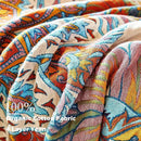 Boho Throw Blanket, 100% Organic Cotton Breathable Ultra Soft Bed Quilt Throw - All Season Floral Bird Butterfly Farmhouse Decor Blanket for Sofa Couch Chair and Gift. 50" x 60" by CozyNest Decor