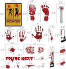173PCS Halloween Bloody Footprints Floor Clings Plus Tattoos - Hallowmas Handprint Zombie Restroom Sign Decals Party Decorations by CozyNest Decor