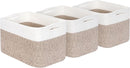 MINTWOOD Design 3-Pack Storage Baskets for Shelves, Playroom and Classroom Basket, Book Decorative Cube Bins, Woven Closet Organizers, Baby Nursery Baskets, Light Brown by TinyTreasures Baby Boutique