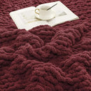WESHIONGOO Chunky Knit Blanket Throw 40"×40" Knitted Throw Blankets for Couch Bed Fluffy Soft Blanket with Jumbo Chenille Yarn Thick 100% Handmade (Burgundy Red) by CozyNest Decor