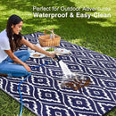 OLANLY Outdoor Rug 6x9 ft Waterproof, Outdoor Plastic Straw Rug with Geometric Pattern Clearance, Reversible RV Mat for Patio, Camping, Balcony, Deck, Backyard, Navy & White by CozyNest Decor