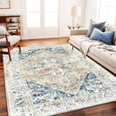 Retro Washable Area Rug 4X6 Washable Living Room Boho Chic Medallion Distressed DesignIndoor Non-Slip Large Accent Throw Rug for Kitchen Bedroom Office Carpet by TinyTreasures Baby Boutique
