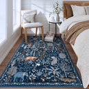 OJIA Jungle Print Blue 5x7 Rugs for Living Room, Soft Ultra-Thin Washable Area Rugs for Bedroom Non-Slip Modern Entryway Rug Non Shedding Indoor Carpet Kids Rugs for Playroom Nursery Classroom by TinyTreasures Baby Boutique