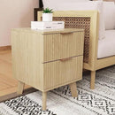 Fluted Nightstands Set of 2, Mid Century Modern 2 Drawer Dresser for Bedroom, Small Night Stand Side Table End Table with Wood Drawer Storage for Bedroom Closet, Natural by CozyNest Decor