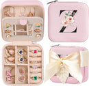 AYGXU Travel Jewelry Box for Women and Girls - Small Case With Initial A-Z - Teacher Gifts by TinyTreasures Baby Boutique