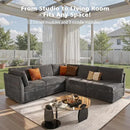 Modular Sectional Sofa with Chaise U Shaped Sectional Couch for Living Room, 5-Seater Comfy Cloud Couches, Plush Corduroy, Gray by CozyNest Decor