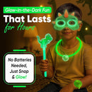 Dinosaur Party Favors Pack – Glow in the Dark Party Supplies | 6 Dinosaur Masks, 6 Bracelets, 6 Necklaces, 6 Wands, 42 Dino Glow Sticks & 80 Stickers | Birthday Classroom Halloween Trick or Treat by TinyTreasures Baby Boutique