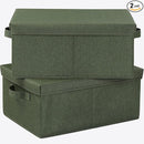 HOONEX Storage Bins with Lids for Organizing, Pack of 2, Storage Boxes with 2 Carrying Handles and Sturdy Heavy Cardboard, 16.5" L x 11.8" W x 7.5" H for Shoes, Books, Clothes, Olive by TinyTreasures Baby Boutique