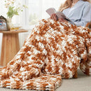 Amélie Home Chunky Knit Throw Blanket for Couch, Soft Chenille Crochet Blanket for Sofa, 50"x60", Space-Dyed Burnt Orange by CozyNest Decor