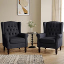 Lumibee High Back Accent Chair Set of 2,Upholstered Wingback Armchair with Solid Wood Legs for Small Spaces,Comfy Single Sofa Chair for Living Room,Bedroom,Office-Black Blue by CozyNest Decor