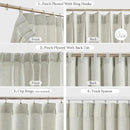 FMFUNCTEX Pinch Pleated Curtains 84 Inches Long for Living Room,Cream Beige Semi Sheer Faux Linen Textured Pleat Drapes for Bedroom with Hooks, Light Filtering Farmhouse Window Drapes 2 Panels by CozyNest Decor