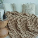 Maetoow Chenille Chunky Knit Blanket Throw （60×80 Inch）, Handmade Warm & Cozy Blanket Couch, Bed, Home Decor, Soft Breathable Fleece Banket, Christmas Thick and Giant Yarn Throws, Khaki by CozyNest Decor