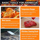 grilljoy 24PCS BBQ Grill Tools Set with Meat Thermometer and Injector - Extra Thick Stainless Steel Fork, Spatula& Tongs - Complete BBQ Accessories in Aluminum Case - Perfect Grill Gifts for Men Grey by GreenHaven Gardens