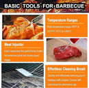 Grilljoy 24PCS BBQ Grill Tools Set with Meat Thermometer and Injector - Extra Thick Stainless Steel Fork, Spatula& Tongs - Complete BBQ Accessories in Aluminum Case - Perfect Grill Gifts for Men by GreenHaven Gardens