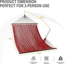 Lazy Daze Hammocks 10.5 FT Double 2 Person Caribbean Rope Hammock, Hand Woven Polyester Hammock with Spreader Bars, for Outside Outdoor Backyard Patio Poolside,450 LBS Capacity,Red by GreenHaven Gardens