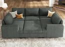 Nolany Modular Sectional Couch with Storage Ottoman, Corduroy Sleeper Sectional Sofa with Chaise, Sectional Couches for Living Room, Green by CozyNest Decor