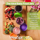 WeeSprout Baby Food Storage Glass Jars w/Lids (4 oz, 24 Pack) Matte Variety, Snack, Reusable Small Containers, Fridge or Freezer, Microwave & Dishwasher Safe, Essentials for Infants by TinyTreasures Baby Boutique