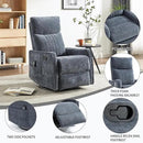 Manual Swivel Rocker Recliner Chair for Adults, Overstuffed Reclining Glider Chair for Nursing with Vibration Massage & Heat, Living Room Rocking Recliner 2-Stage backrest, Chenille Fabric Blue by CozyNest Decor