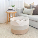 OrganiHaus Extra Large Blanket Basket for Living Room 20x13, Natural Cotton Rope Laundry Basket, Sturdy Hamper for Toy Storage, Cushions & Pillows Storage Bin, Nursery Decor Hamper - Honey by TinyTreasures Baby Boutique