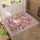Door Mat Indoor Entrance 2x3 Rug Machine Washable Boho Floral Small Area Rug Non-Slip Low Pile Throw Rugs for Entryway, Kitchen, Front Door Indoor Entrance, Entry, Kids Room (Pink) by CozyNest Decor