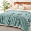 EMME Muslin and Fleece Queen Blanket Reversible - 80"*90" Teal Soft Warm Throw Blankets for Couch Bed Picnic Travel Bed by CozyNest Decor