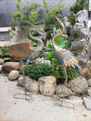 Garden Cranes Statue Retro Animal Sculpture Standing Metal Crane Garden Decoration Metal Yard Art for Yard Outdoor Decoration Set of 2 by GreenHaven Gardens