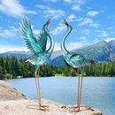 chisheen Crane Garden Statues Outdoor Metal Heron Yard Art Crane for Garden Sculptures Patio Lawn Ornaments,Set of 2 by GreenHaven Gardens