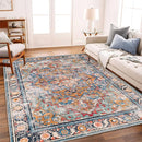 Washable Area Rug 8'x10' Boho Chic Medallion Distressed Design Non-Shedding Easy Care Ideal for High Traffic Areas in Living Room Bedroom Office Coffee Table Large Carpet by TinyTreasures Baby Boutique