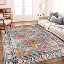 Washable Area Rug 5'x7' Retro Boho Chic Medallion Distressed Design Living Room Indoor Non-Slip Large Oriental Accent Throw Rug for Kitchen Bedroom Office Carpet by TinyTreasures Baby Boutique