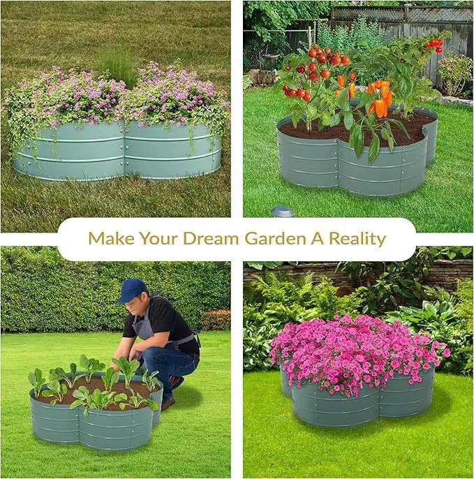 Sunnydaze Galvanized Raised Garden Bed - Metal Raised Bed for Gardening - Outdoor Planter Box for Flowers, Plants, and Vegetables - Green - 12” H Clover, photo 6 of 9