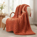 Amélie Home Chunky Knit Throw Blanket for Couch, Soft Chenille Crochet Blanket for Sofa, 50"x60", Burnt Orange by CozyNest Decor