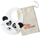 Silly Goose Silicone Animal Baby Bibs for Babies and Toddlers, Waterproof, Adjustable, Soft, Extra Wide Food Catcher Pocket (Baby Panda) by TinyTreasures Baby Boutique