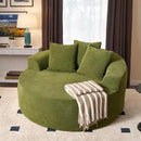 ovios 58" Oversized Round Chair Lounge Chaise Indoor, No Assembly Required, Cloud Large Circle Chair with Plush Fuax Fur, Fluffy Modern Sleeper Sofa Bed for Reading Yoga, Green (Cloud Velvet) by CozyNest Decor