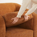 Modern Accent Chair for Living Room, Upholstered Armchair with Boucle Fabric, Single Sofa Chair with Solid Wood Legs, Boucle, Curry by CozyNest Decor
