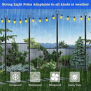 6 Pack String Light Poles,10 Ft Metal Poles with Fork for Outdoor String Lights,Outdoor Light Poles with Fork,Poles/Post/Stand for Outside,Patio,Deck,Backyard,Garden Wedding,Party by GreenHaven Gardens