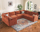 136.4" Oversized Modular Sectional Sofa, U Shaped Convertible Couch with Movable Ottoman, Large 7 Seat Corner Couches for Living Room Deep Seat Terracotta Orange Chenille by CozyNest Decor